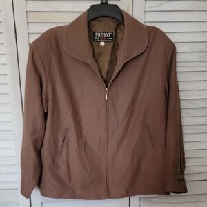 Women's Brown Lightweight Coat / Jacket With Zipper Size Measures Like XL